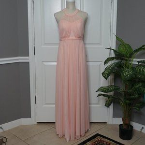 Light Pink Halter Tulle Maternity Evening Gown
